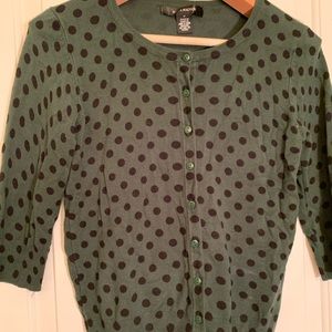 Forest green Polk dot cropped sleeve cardigan